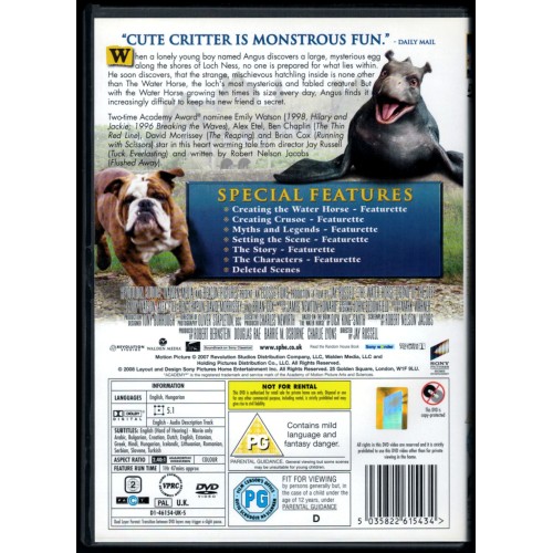 The Water Horse - Legend Of The Deep (DVD 2008) Rating PG