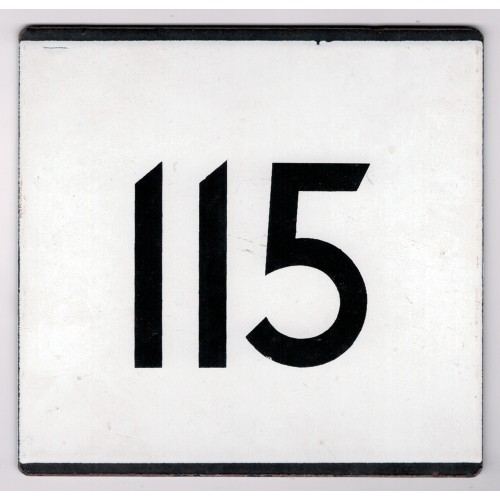 London Transport enamel bus stop 'e' plate for Route 115