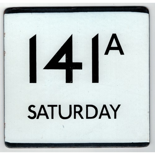 London Transport enamel bus stop 'e' plate for Route 141A Saturday