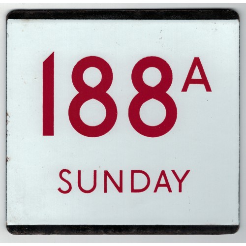 London Transport enamel bus stop 'e' plate for Route 188A Sunday