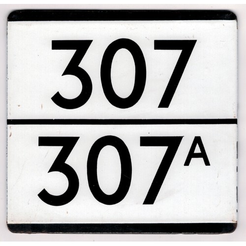 London Transport Country Area enamel bus stop split 'e' plate for Routes 307 and 307A