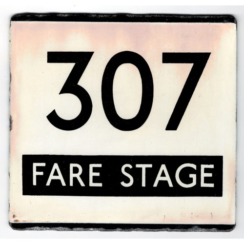 London Transport Country Area enamel bus stop 'e' plate for Route 307 Fare Stage