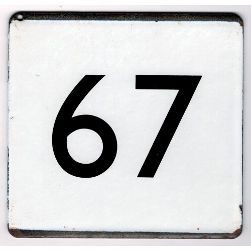 London Transport enamel bus stop 'e' plate for Route 67