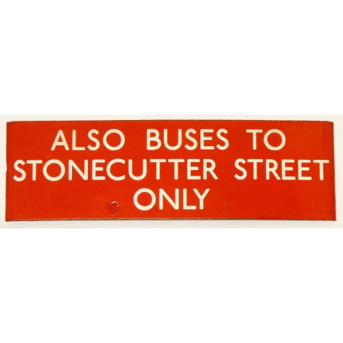 London Transport enamel bus stop 'Q' plate ALSO BUSES TO STONECUTTER STREET ONLY