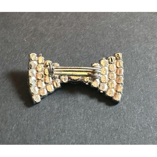 Silver colour 'diamond' studded brooch bow design jewellery in original box