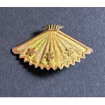 Gold colour fan design pin-clip brooch costume jew...
