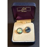 Pair of Ariki blue Paua Shell braded gold-plated e...