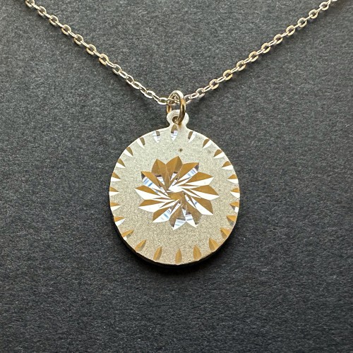 Silver Pendant with 'sunburst' design on 46cm (18") silver-coloured chain