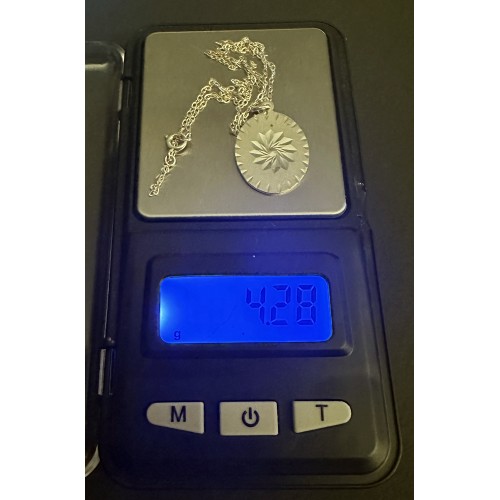 Silver Pendant with 'sunburst' design on 46cm (18") silver-coloured chain