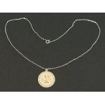 Silver Pendant with initial letter 'V' on 46cm (18...