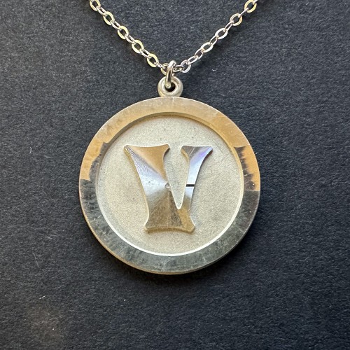 Silver Pendant with initial letter 'V' on 46cm (18") silver-coloured chain