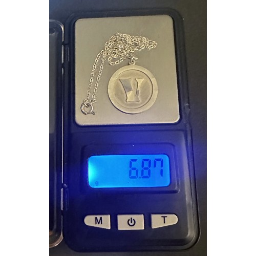 Silver Pendant with initial letter 'V' on 46cm (18") silver-coloured chain