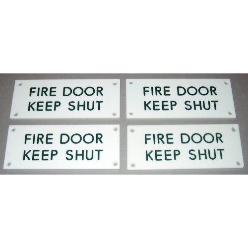 Fire Door Keep Shut Plastic Door Sign (Set of 4)