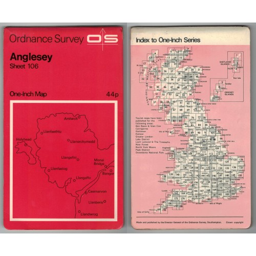 Ordnance Survey One-Inch Map No.106 Anglesey - Revised 1959 Ordnance Survey One-Inch Map No.106 Anglesey - Revised 1959
