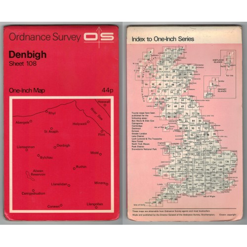 Ordnance Survey One-Inch Map No.108 Denbigh - Revised 1959