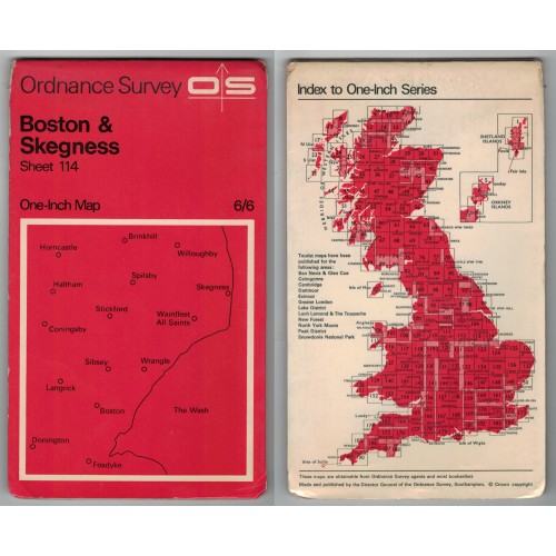 Ordnance Survey One-Inch Map No.114 Boston & Skegness - Revised 1960