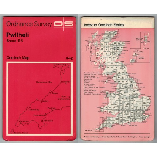 Ordnance Survey One-Inch Map No.115 Pwllheli - Revised 1959-60