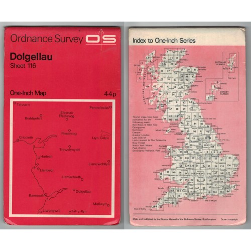 Ordnance Survey One-Inch Map No.116 Dolgellau - Revised 1959