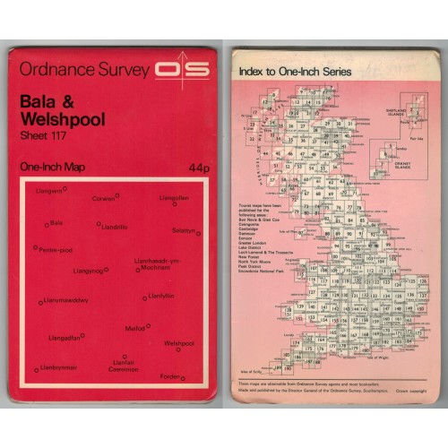 Ordnance Survey One-Inch Map No.117 Bala & Welshpool - Revised 1963
