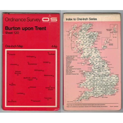 Ordnance Survey One-Inch Map No.120 Burton upon Trent - Revised 1959