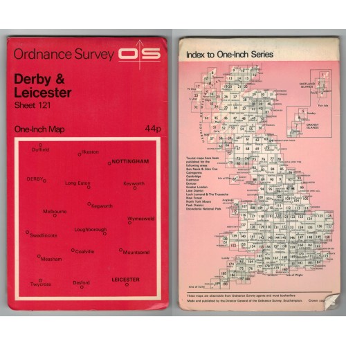 Ordnance Survey One-Inch Map No.121 Derby & Leicester - Revised 1958-59