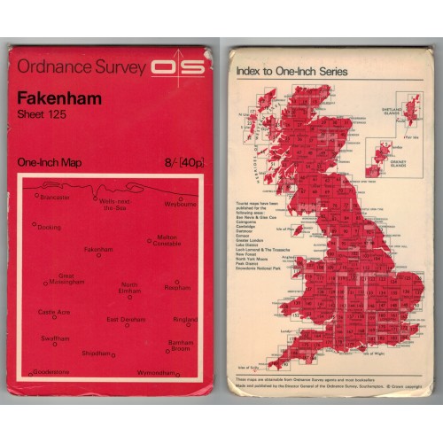 Ordnance Survey One-Inch Map No.125 Fakenham - Revised 1966-67