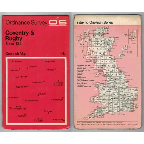 Ordnance Survey One-Inch Map No.132 Coventry & Rugby - Revised 1966