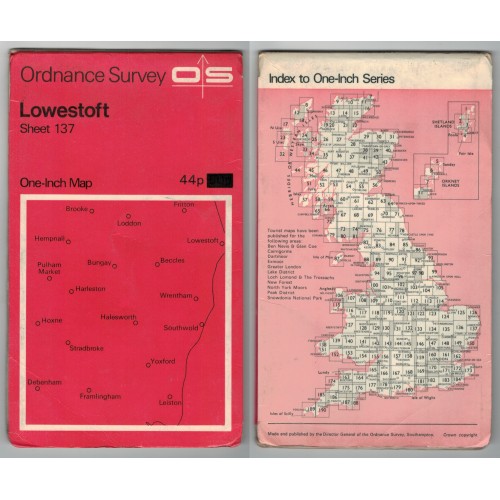 Ordnance Survey One-Inch Map No.137 Lowestoft - Revised 1966-67