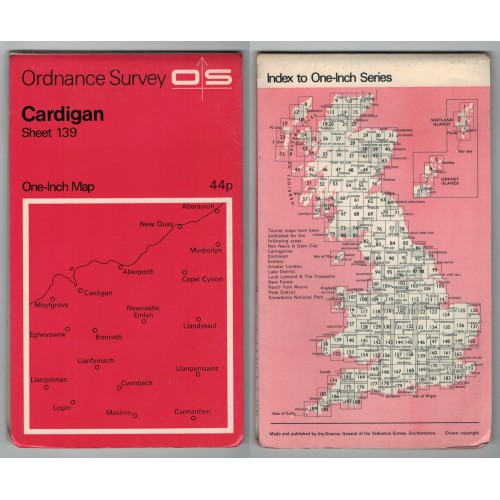 Ordnance Survey One-Inch Map No.139 Cardigan - Revised 1964 Ordnance Survey One-Inch Map No.139 Cardigan - Revised 1964