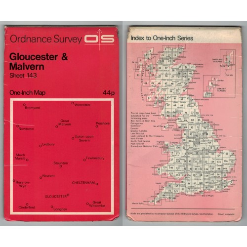 Ordnance Survey One-Inch Map No.143 Gloucester & Malvern - Revised 1966