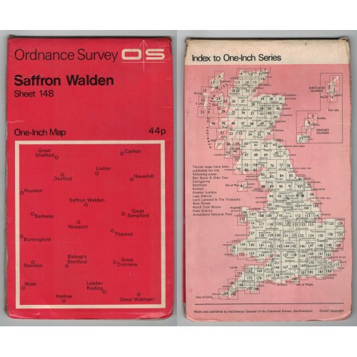 Ordnance Survey One-Inch Map No.148 Saffron Walden - Revised 1966