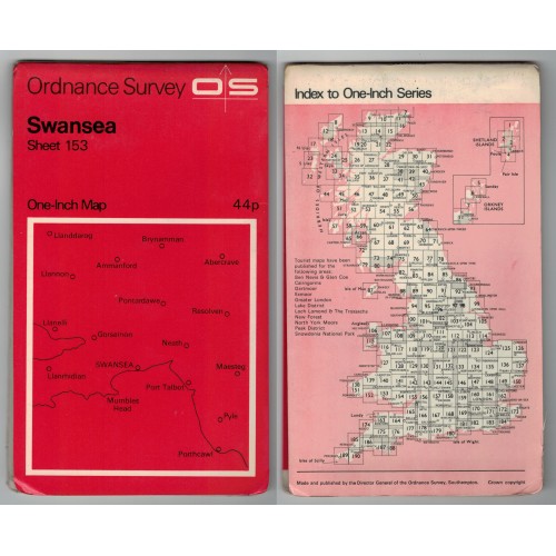 Ordnance Survey One-Inch Map No.153 Swansea - Revised 1971