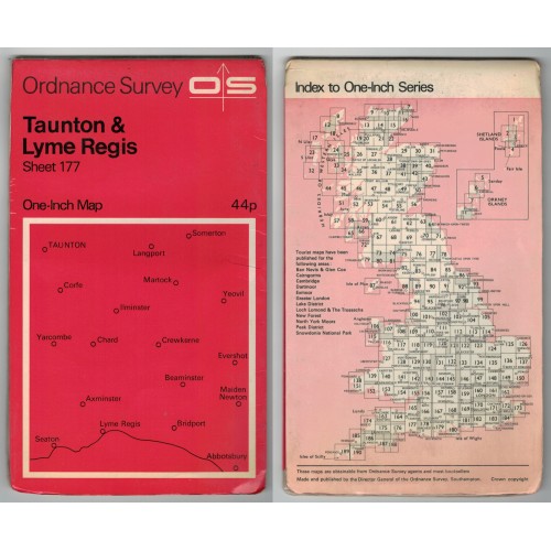 Ordnance Survey One-Inch Map No.177 Taunton & Lyme Regis - Revised 1968