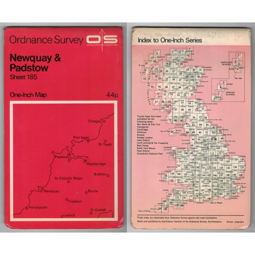 Ordnance Survey One-Inch Map No.185 Newquay & Padstow - Revised 1970