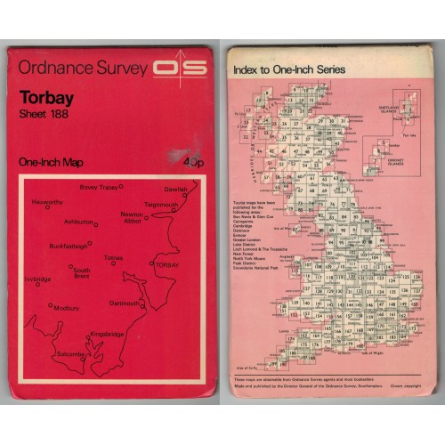 Ordnance Survey One-Inch Map No.188 Torbay - Revised 1965