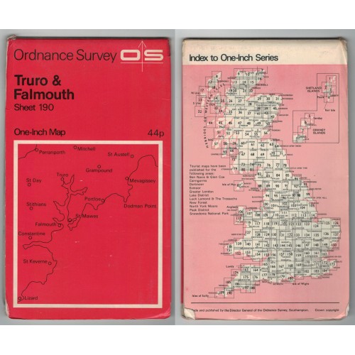 Ordnance Survey One-Inch Map No.190 Truro & Falmouth - Revised 1970