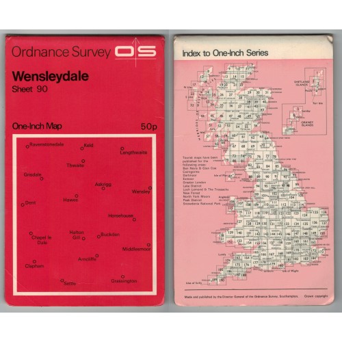 Ordnance Survey One-Inch Map No. 90 Wensleydale - Revised 1959 Ordnance Survey One-Inch Map No. 90 Wensleydale - Revised 1959