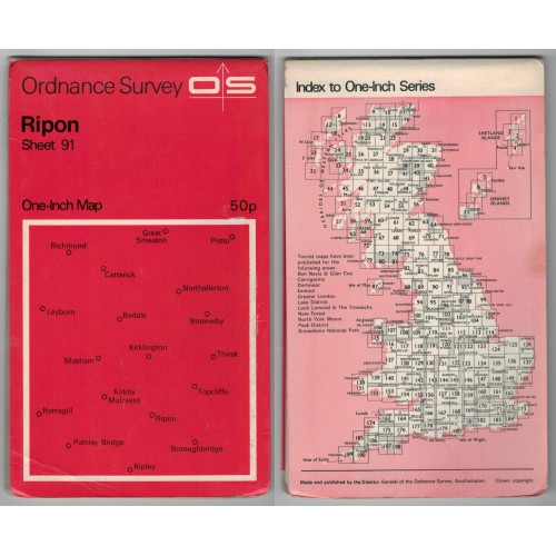 Ordnance Survey One-Inch Map No. 91 Ripon - Revised 1960 Ordnance Survey One-Inch Map No. 91 Ripon - Revised 1960