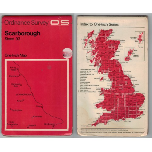 Ordnance Survey One-Inch Map No. 93 Scarborough - Revised 1960 Ordnance Survey One-Inch Map No. 93 Scarborough - Revised 1960