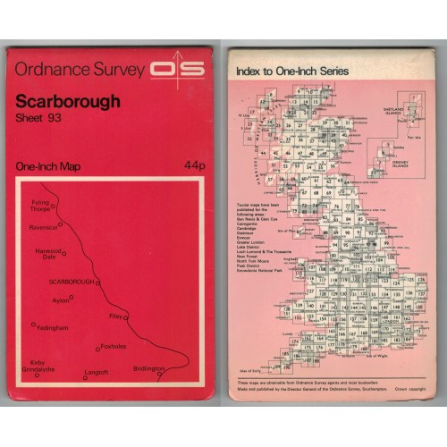 Ordnance Survey One-Inch Map No. 93 Scarborough - Revised 1960 Ordnance Survey One-Inch Map No. 93 Scarborough - Revised 1960