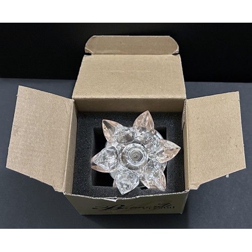 Pink Balmoral Crystal Glass Ornament Lily Candle Holder in original box