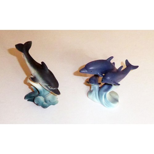 Pair of Hand Painted Dolphin Figurines