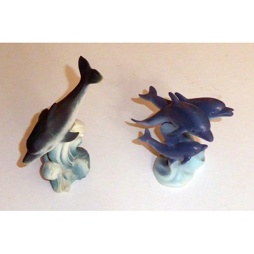 Pair of Hand Painted Dolphin Figurines