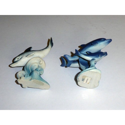 Pair of Hand Painted Dolphin Figurines
