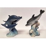 Pair of Hand Painted Dolphin Figurines
