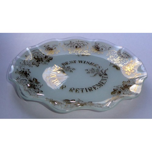 Glass celebration plate "Best wishes on your Retirement"