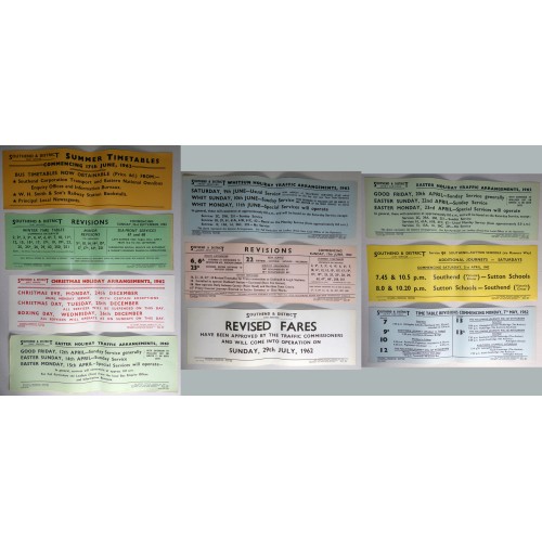 Southend & District Joint Services Set of 78 different Window Notices 1955-1969