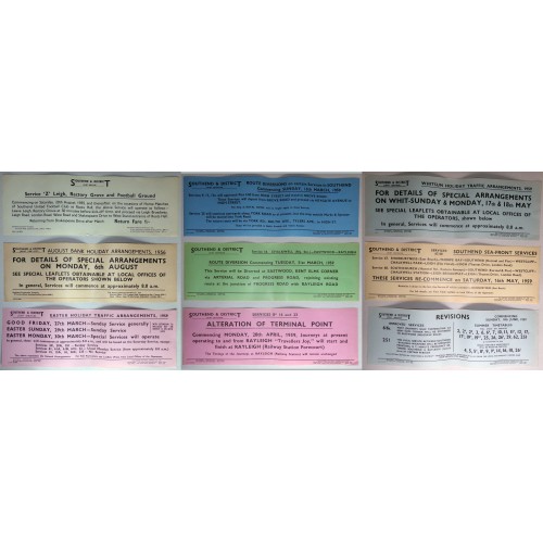 Southend & District Joint Services Set of 78 different Window Notices 1955-1969