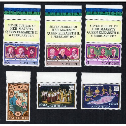 Caribbean Islands 1977 Silver Jubilee mint MNH stamps