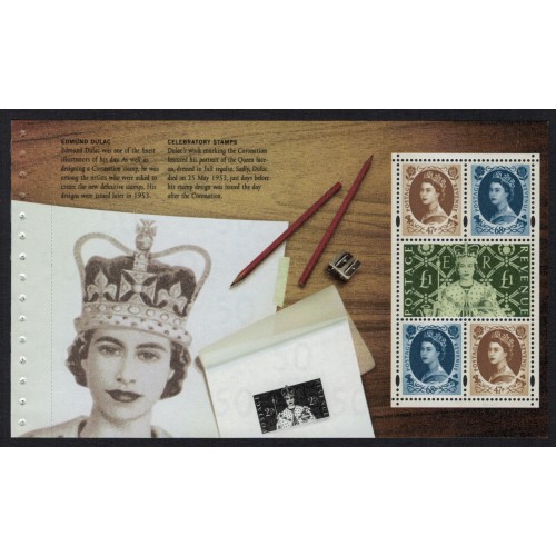 Perfect Coronation Unstitched Stamp Pane DP346 from Prestige Book DX31 Mint never hinged MNH